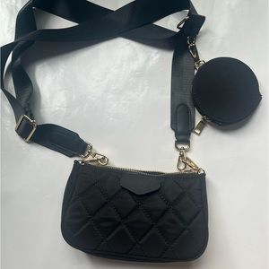 Purse and Coin Purse Set Black & Gold Patterned